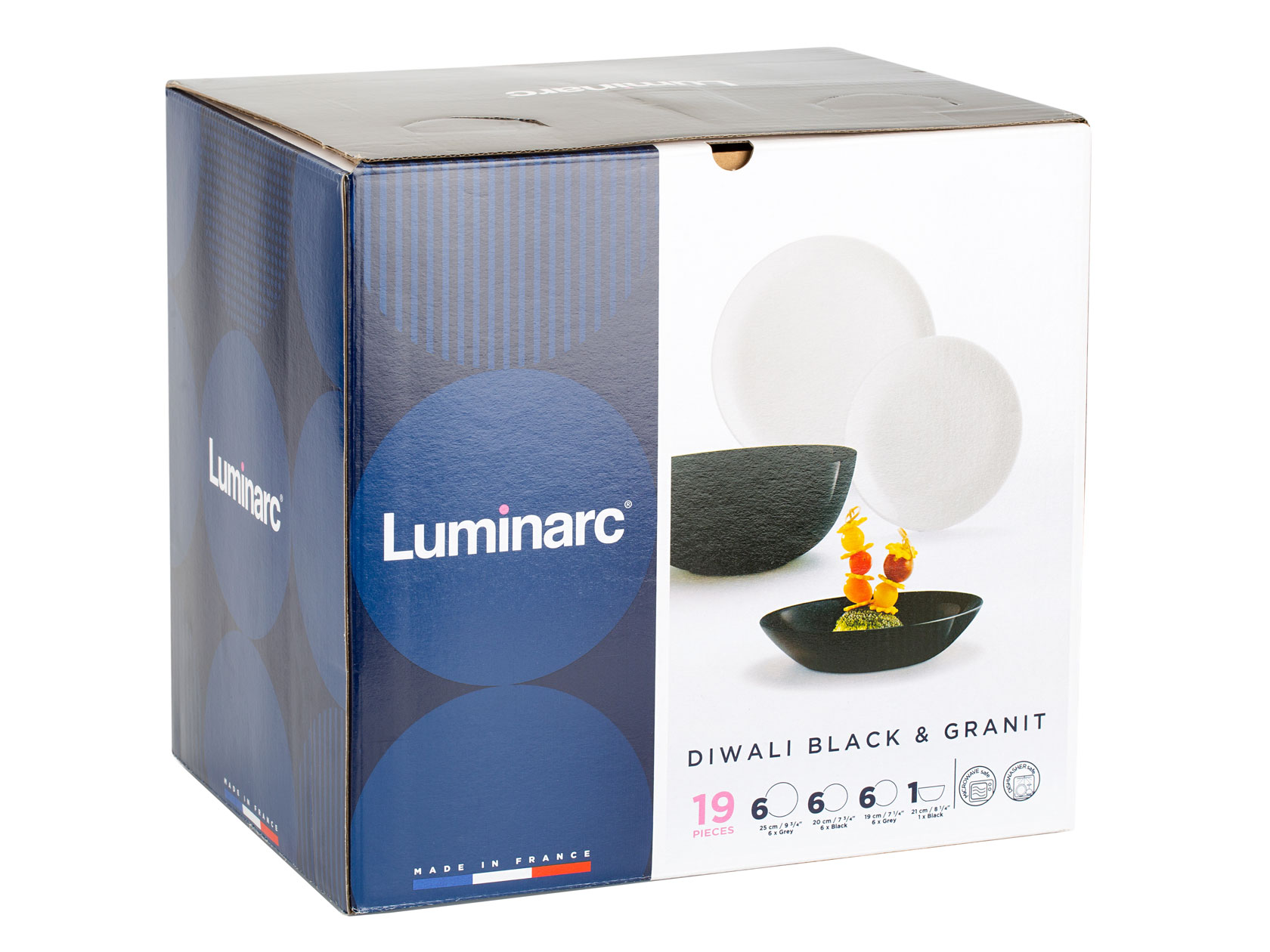 Столовый сервиз LUMINARC P4358 Столовый набор ДИВАЛИ БЛЭК&ГРАНИТ 19 предметов стекло Дивали Гранит 19 предметов фото 2