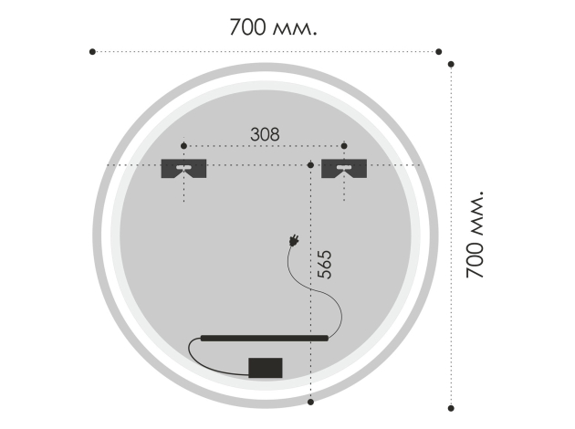 Круглое зеркало LED с диммером Талмер