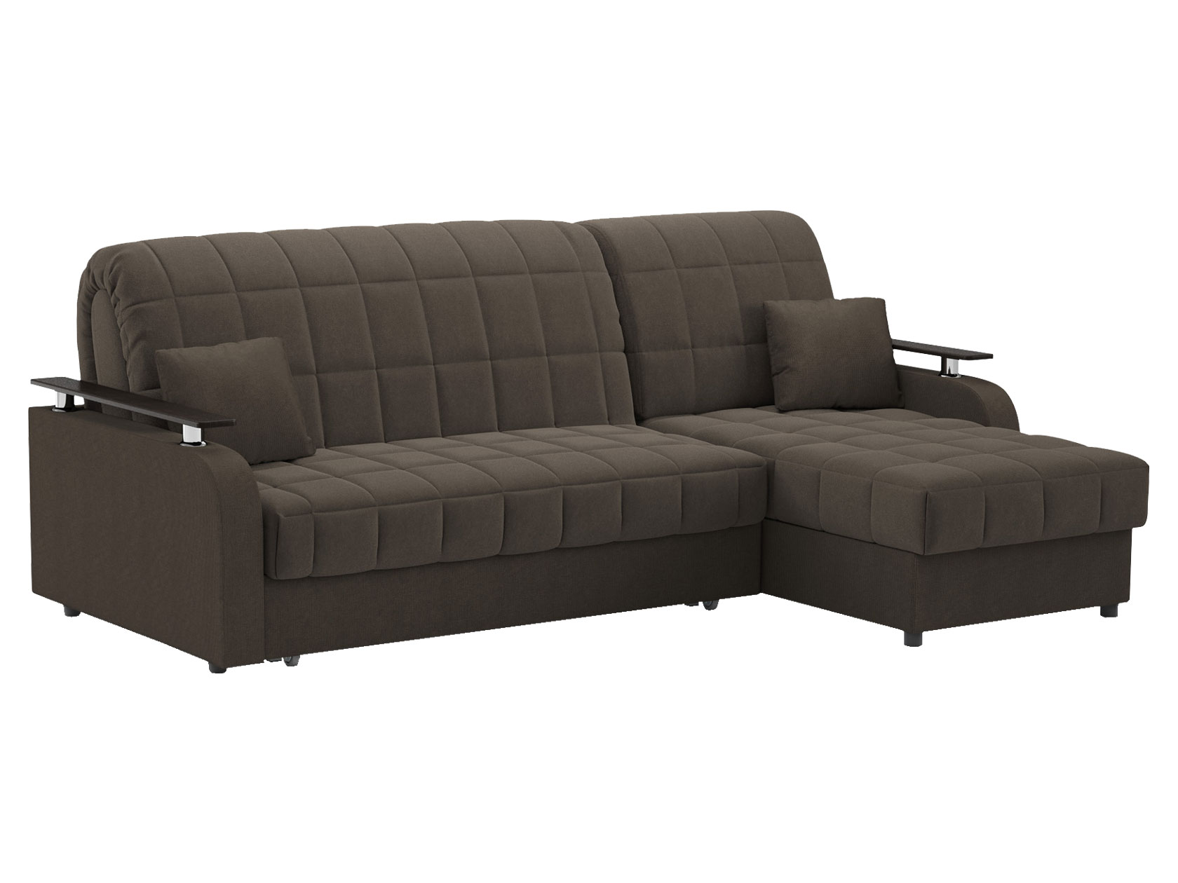Угловой диван Франческо с оттоманкой Коричневый, велюр 140х200 см Бездополнительного ящика