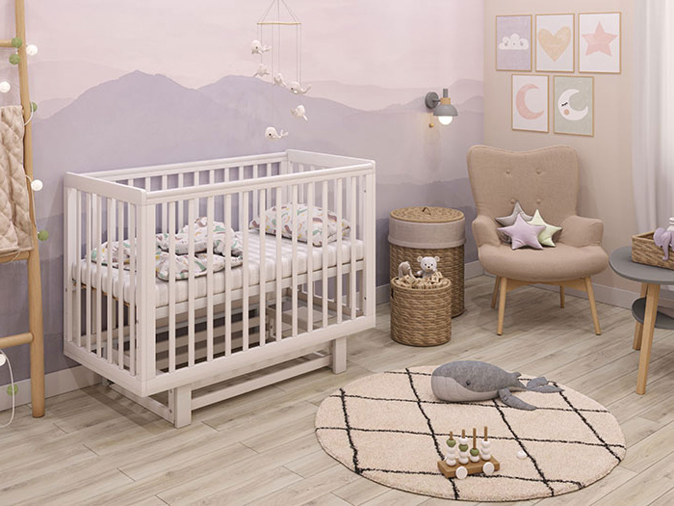 Кроватка для новорожденных Кроватка детская Polini kids Simple 340 с маятником Мадс с маятником фото 7