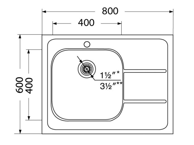 Накладная мойка Иннова 800x600 матовая
